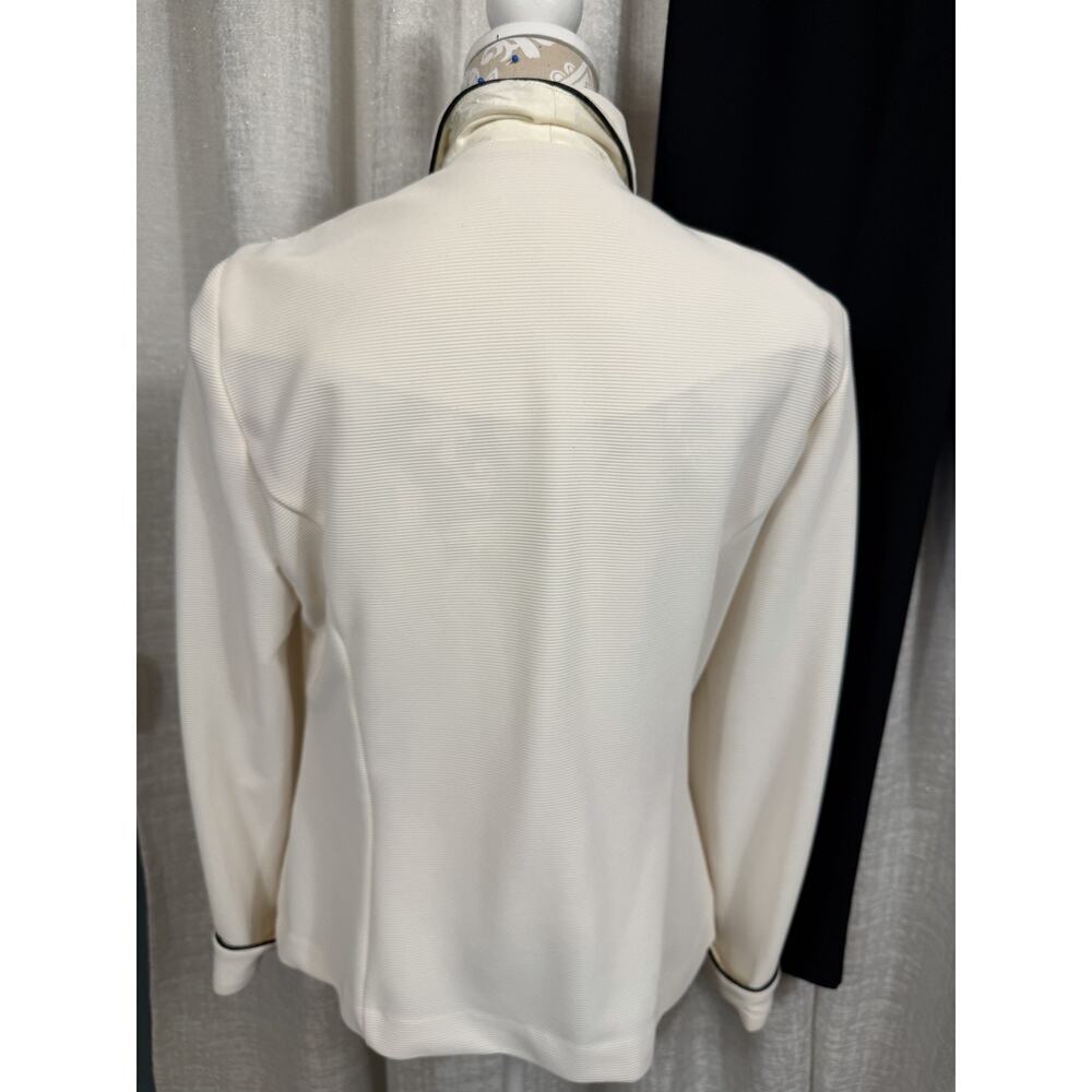 Jessica Howard Ivory Zip-Front Jacket & Black Pants Suit – Size 16 - Picture 4 of 15